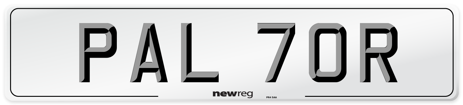 PAL 70R Number Plate from New Reg